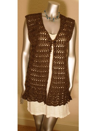 Brown Lacey Sleeveless Jacket