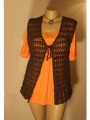 Brown Lacey Sleeveless Jacket